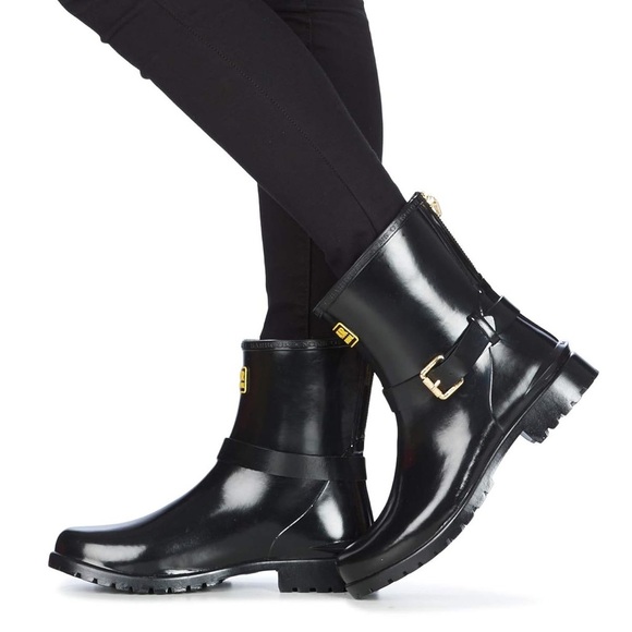 Barbour International Mugello short biker wellington boot in shiny black Size 6 - Picture 13 of 13
